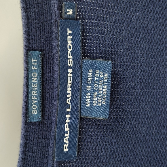 Ralph Lauren Sport Unique Boyfriend N1529 Sweater Cardigan Medium Blue V-neck - Picture 5 of 6